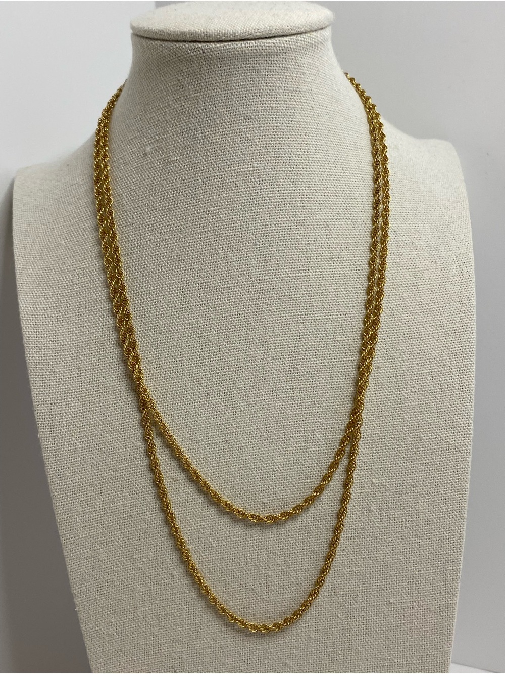 Vintage 1/20 14K Gold Filled Rope Chain Necklace 37-1/2” Long Flapper